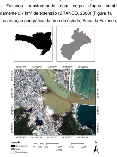 Figura 1. Localização geográfica da área de estudo, Saco da Fazenda, Itajaí, SC 
