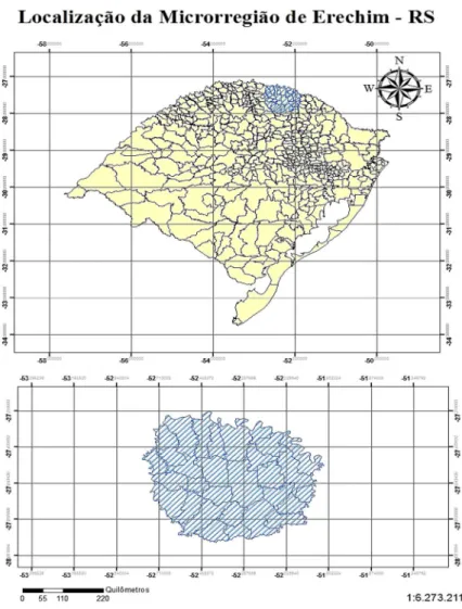 Figura 1 – Localização da Microrregião de Erechim no Estado do Rio grande do Sul 