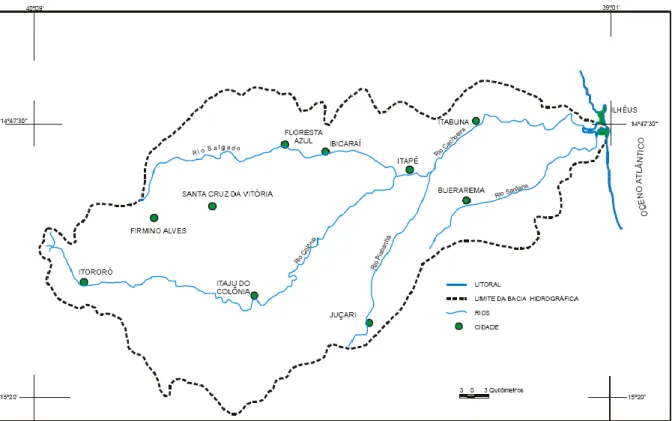 Figura 4.10 - Bacia Hidrográfica do rio Cachoeira, com seus principais rios e cidades
