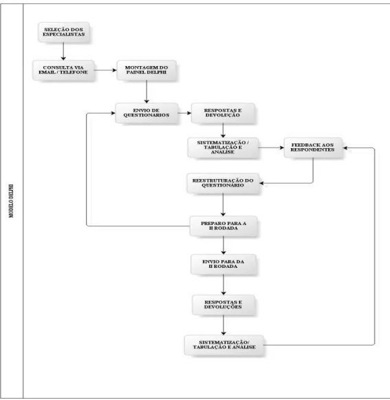 Figura 5. Fluxograma simplificado das etapas de aplicação da consulta Delphi 