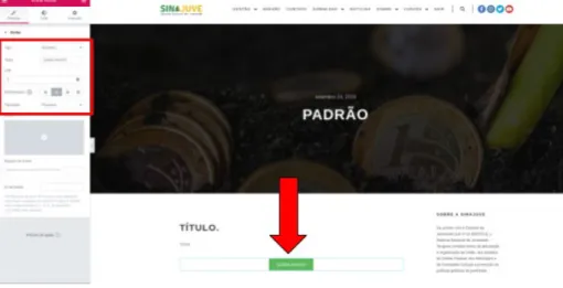 Figura 16 - Página de Edição de Post do Elemento (Botão)