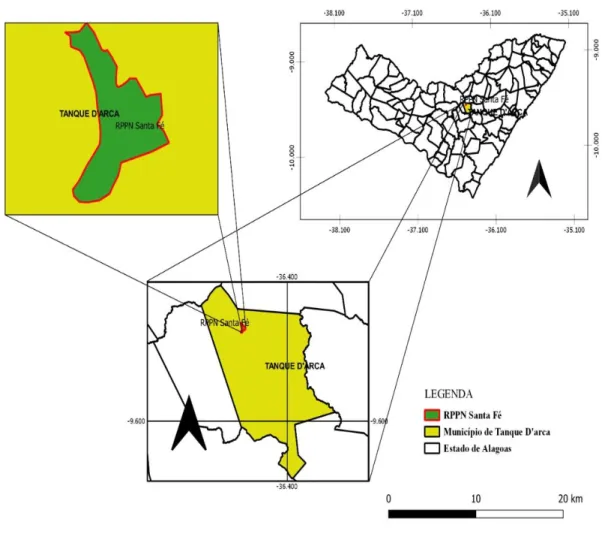 Figura 1 - Localização da RPPN Santa Fé no município de Tanque D