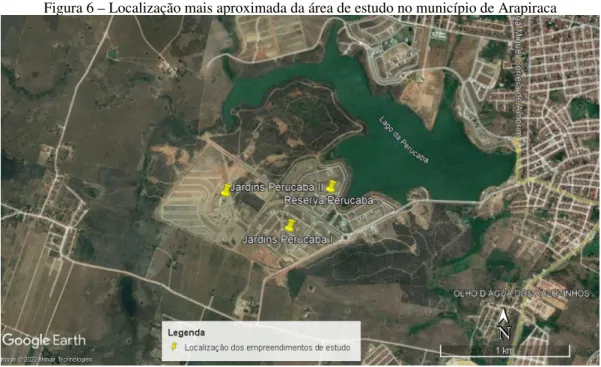 Figura 6 – Localização mais aproximada da área de estudo no município de Arapiraca