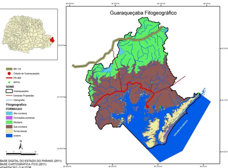 FIGURA 4 – Mapa fitogeográfico do município de Guaraqueçaba. 