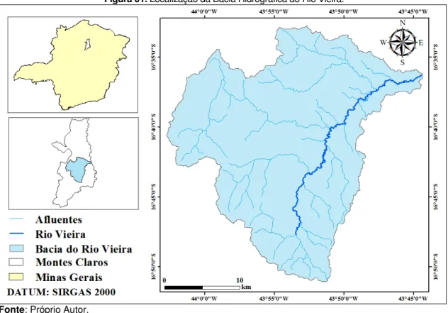 Figura 01. Localização da Bacia Hidrográfica do Rio Vieira. 
