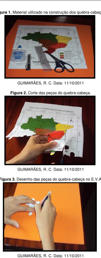 Figura 3. Desenho das peças do quebra-cabeça no E.V.A. 