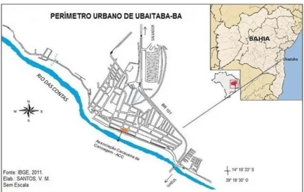 Figura 1- Perímetro urbano de Ubaitaba-BA, nas margens do rio das Contas. 