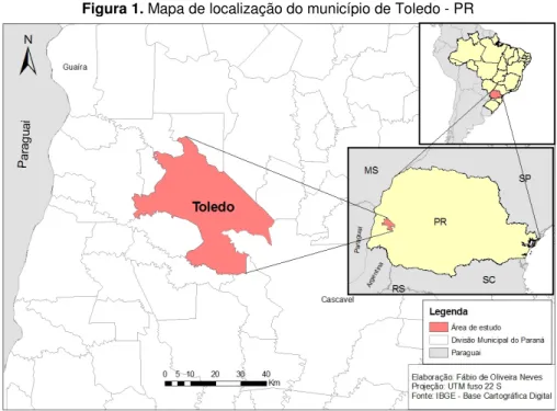Figura 1. Mapa de localização do município de Toledo - PR 