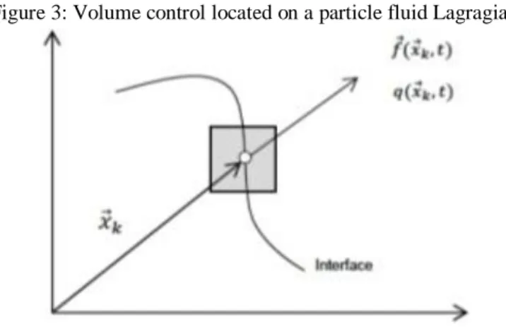 Figure 3: Volume control located on a particle fluid Lagragian. 