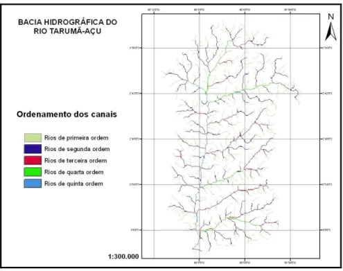 Figura 02: Rede hidrográfica e ordenamento de canais da bacia do Tarumã-Açu no município de Manaus  – AM