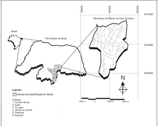 Figura 1 - Localização de microbacia na zona rural de Currais Novos – RN – Brasil 