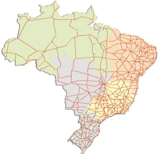 Figura 3 – Mapa Rodoviário do Brasil. (Fonte: Ministério dos Transportes, 2019)