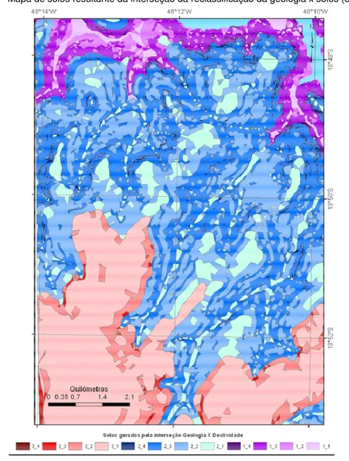 Figura 12 – Mapa de solos resultante da interseção da reclassificação da geologia x solos (evolução)