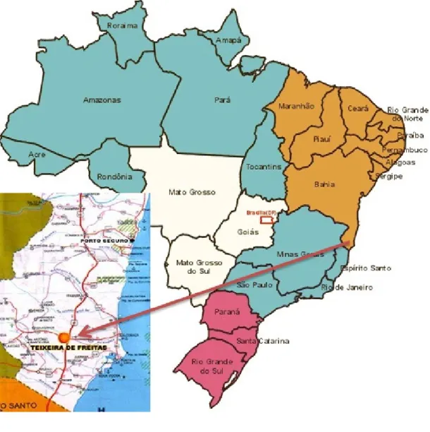 Figura 4 – Mapa de localização do município de Teixeira de Freitas no extremo sul da Bahia