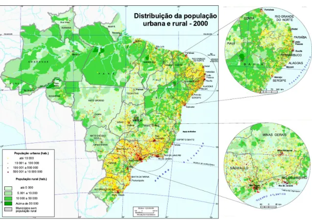 Figura 1 – Distribuição da população urbana e rural – 2000. 
