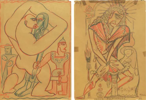Figura 4 e 5 – Desenhos de 1932, época em Eisenstein viveu 14 meses no México. (Kleiman, 2017, pp.148-149) 