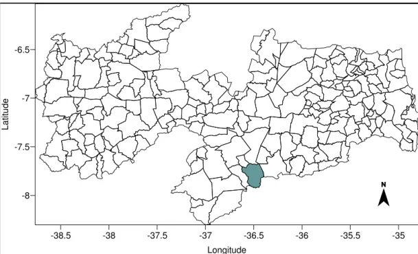 Figura 1: Localização do município de Caraúbas no Estado da Paraíba. 