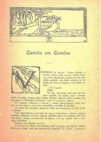 Figura 5 – Mini-quadro de abertura acima do texto “Camilo em Coimbra” 
