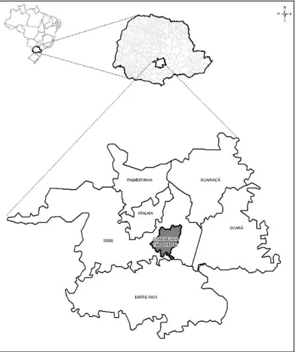 Figura 1 - Guarapuava: município, distritos e área urbana. 
