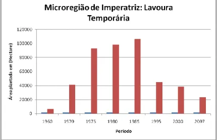 Figura 2. Lavoura Temporária na microrregião de Imperatriz no período de 1960 a 2007. 