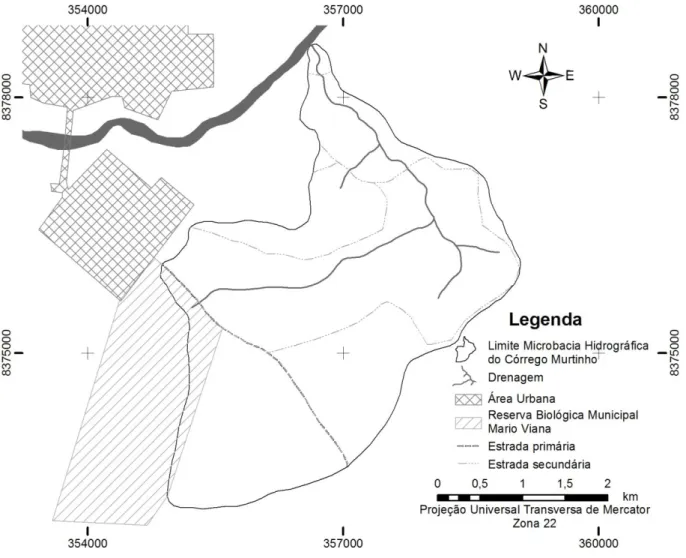 FIGURA 2 – Carta-base da Microbacia Hidrográfica do Córrego Murtinho. 