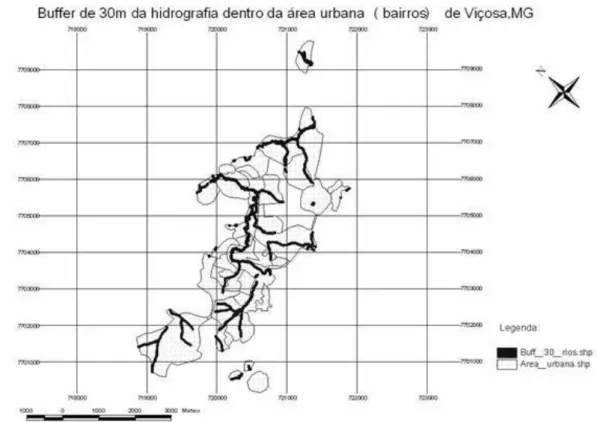 Figura 4 - Distribuição espacial da APP 1 no município de Viçosa. 