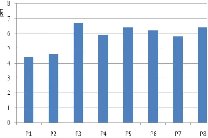 FIGURA 2: Valores de pH obtidos na micro-bacia do igarapé Bolívia em julho de 2008. 