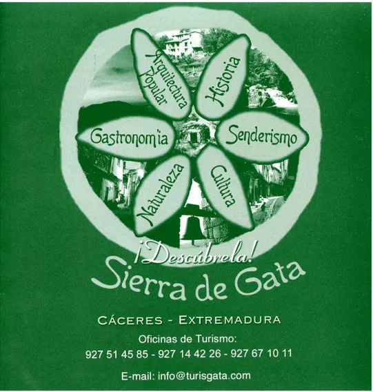 Figura 16. Portada del material promocional de la Sierra de Gata. Asociación de Empresarios  Turísticos de Sierra de Gata