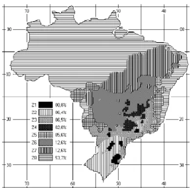 Figura 1: Zoneamento bioclimático brasileiro  Fonte: NBR 15220 (ABNT, 2005) 