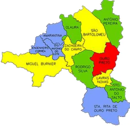 Figura 7. Divisão territorial do município de Ouro Preto. 