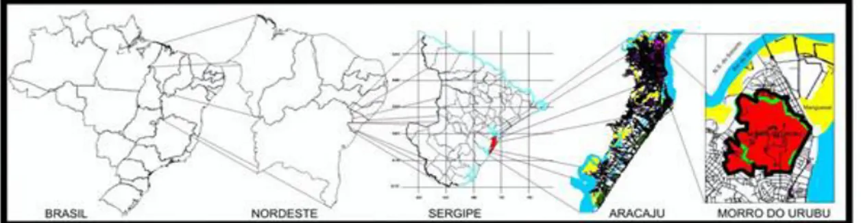 Figura 1: Localização da Área de Proteção Ambiental Morro do Urubu, Aracaju. 