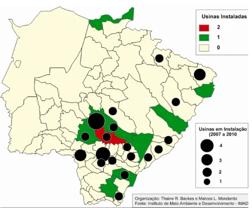 Gráfico 1 – Área plantada de cana-de-açucar no Estado do Mato Grosso do Sul (2001-2008 050.000100.000150.000200.000250.000Ano 2001Ano 2002Ano 2003Ano 2004Ano 2005Ano 2006Ano 2007Ano 2008