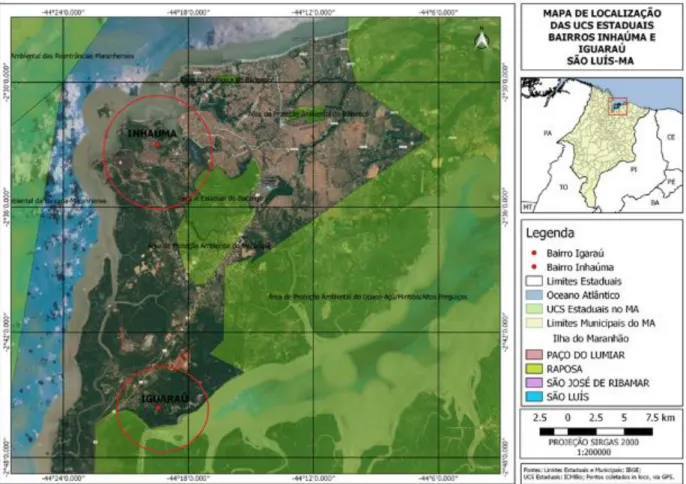 Figura 2: Mapa de localização das comunidades pesquisadas. 