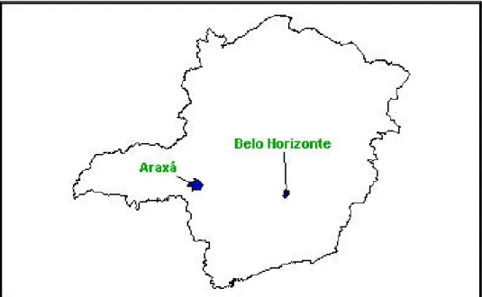Figura 1 - Localização do município de Araxá no Estado de Minas Gerais. 