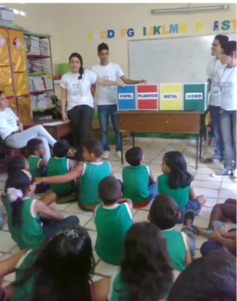 FIGURA 3 – Brincadeira da coleta seletiva para alunos da Unidade Pedagógica Solar do Acalanto, 2013.