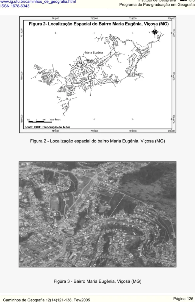 Figura 2- Localização Espacial do Bairro Maria Eugênia, Viçosa (MG)