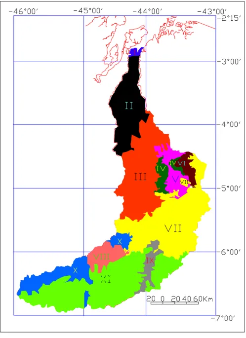 Figura 3 - Regiões/ unidades geoambientais da Bacia do Itapecuru 