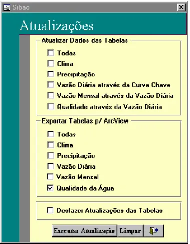 Figura 5 - Interface do BD para execução de módulos de pré-processamento