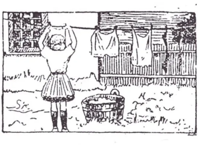 Figura 1 - Ilustração de livro didático: Menina lavando roupas