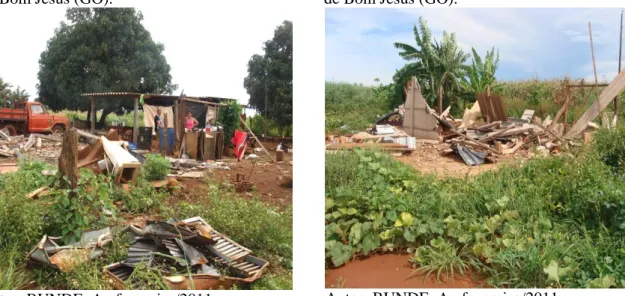 Foto  5  –  Restos  de  casa  destruída,  área  ocupada  na  fazenda  Santa  Juliana,  município  de Bom Jesus (GO)