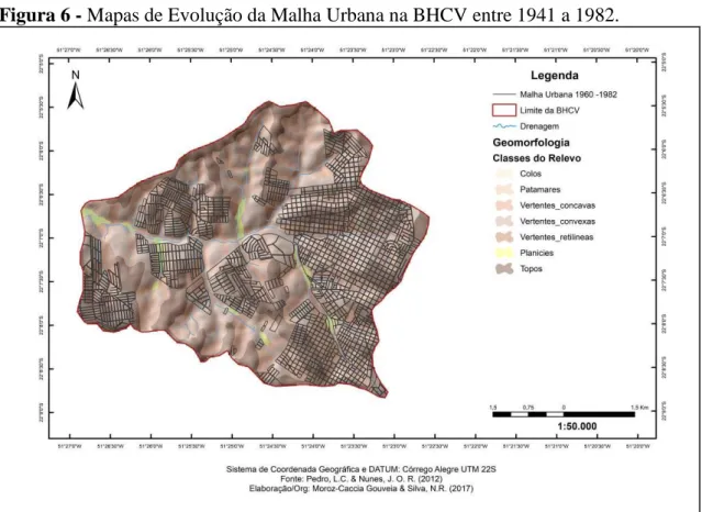 Figura 6 - Mapas de Evolução da Malha Urbana na BHCV entre 1941 a 1982. 