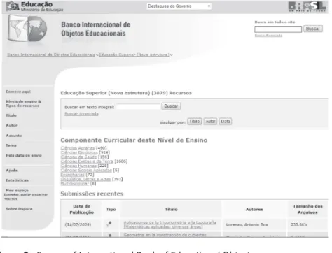 Figure 2 - Screen of International Bank of Educational Objects