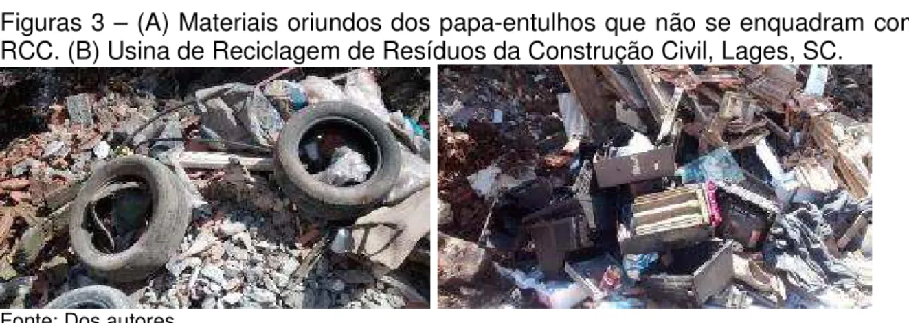 Figura  4.  (A)  Armazenamento  de  material  recebido  na  Usina.  (B)  material  encaminhado para reciclagem de resíduos sólidos urbanos