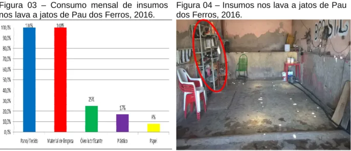 Figura  03  –  Consumo  mensal  de  insumos  nos lava a jatos de Pau dos Ferros, 2016