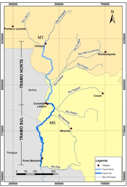 Figura 1 – Localização da Hidrovia do Rio Paraguai na América do Sul. 