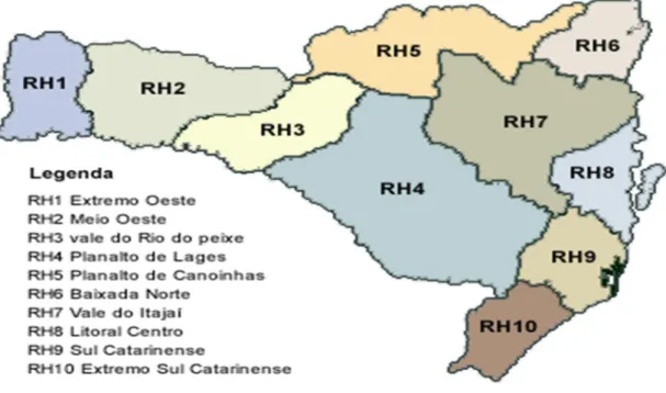 Figura 1: Regiões Hidrográficas de Santa Catarina. 