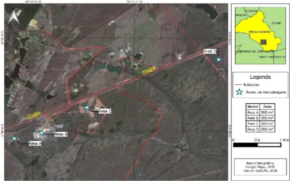 Figura 1- Mapa da localização geral das áreas de estudo.