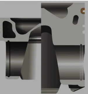 Figure 2.10 Representation of a Steel and an Al piston, on the left a Steel piston and on the right an Al piston [9] 