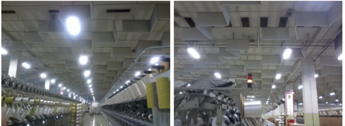 Figure 3.3: Air ventilation grids with dimensions 0.15 m x 0.85 m (left panel) and 0.35 m x 0.85 m (right panel) on the ceiling of Nave 2.