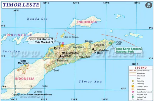 Figura 1: Mapa da Ilha de Timor (Fonte: www.mapsofworld.com) 